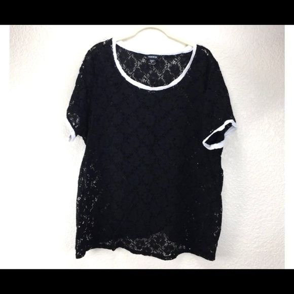 TORRID Lace Ringer Crew Neck Tee - Picture 4 of 10